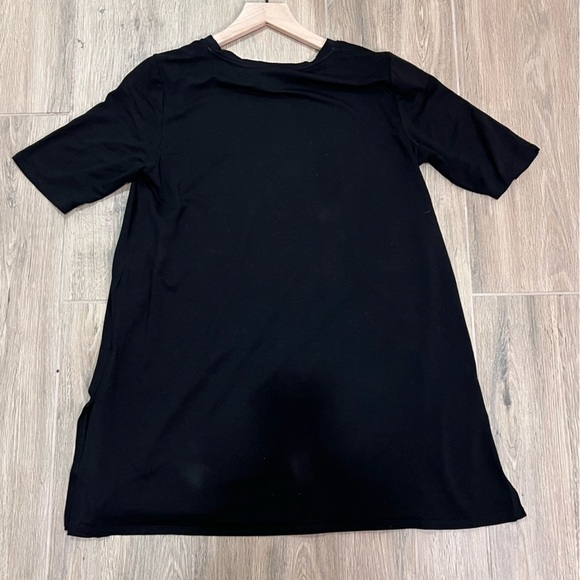 Eileen Fisher Black Blouse Shirt Top Mini Dress Short Tunic Oversized Normcore - Picture 4 of 9